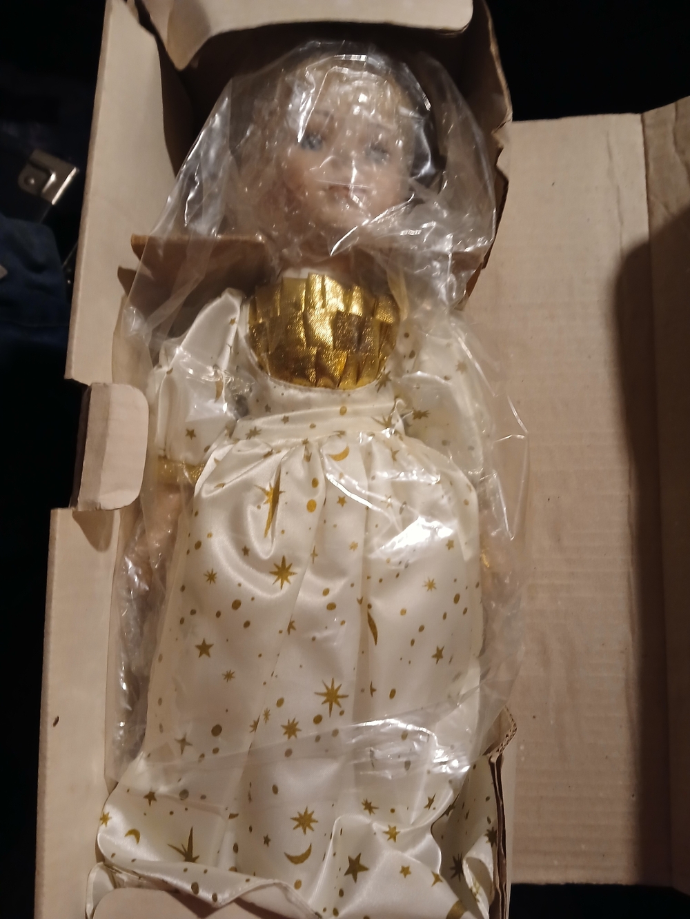 Classic White & Gold Star Print Girls' Doll